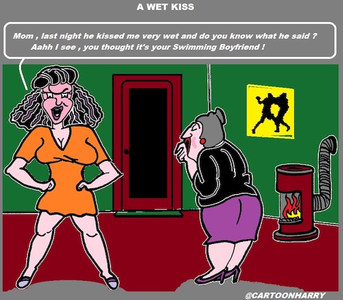 Cartoon: Kiss (medium) by cartoonharry tagged wet,kiss