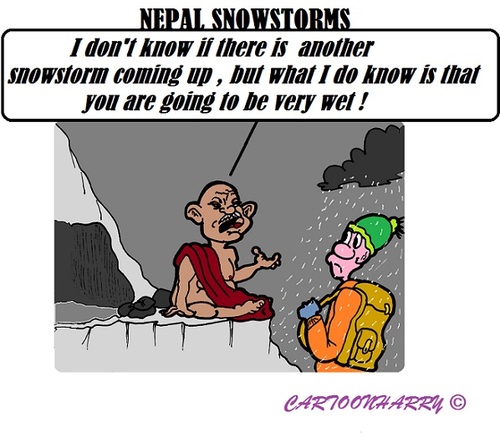 Cartoon: Nepal Snowstorms (medium) by cartoonharry tagged nepal,snowstorms,disaster,nature