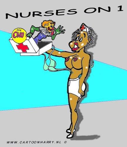 Cartoon: Nurses On One 15 (medium) by cartoonharry tagged nurse,sexy,girl,clown,cartoonharry