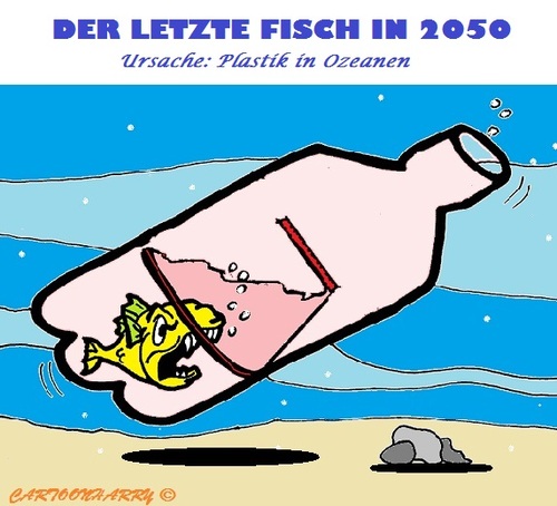 Cartoon: Ozeane voll Plastik (medium) by cartoonharry tagged ozean,plastik,fisch