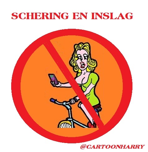 Cartoon: Schering en Inslag (medium) by cartoonharry tagged fiets,iphone,cartoonharry