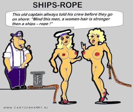 Cartoon: Ships-Rope Women-Hair (medium) by cartoonharry tagged girls,naked,hair,women,captain,rope