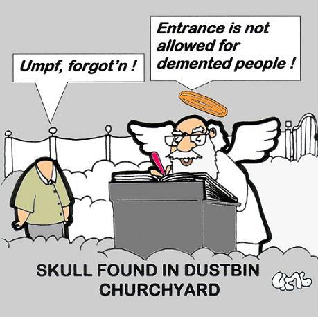 Cartoon: Skull (medium) by cartoonharry tagged heaven,dement,churchyard