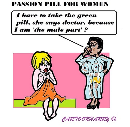 Cartoon: The Passion Pill (medium) by cartoonharry tagged women,pill,passion,fear