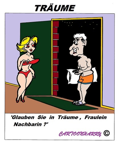 Cartoon: Traüme (medium) by cartoonharry tagged traum,träume,mann,frau,nachbarin,nachbar,cartoon,cartoonist,cartoonharry,dutch,toonpool