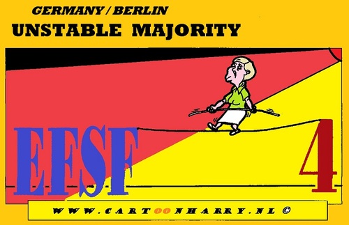 Cartoon: Unstable (medium) by cartoonharry tagged unstable,merkel,germany,deutschland,efsf,cartoon,cartoonist,cartoonharry,dutch,europ,toonpool