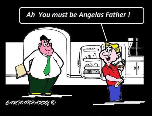 Cartoon: Visitor (medium) by cartoonharry tagged visitor,father,daughter,night,eat,fridge,soninlaw,cartoon,cartoonist,cartoonharry,dutch,toonpool