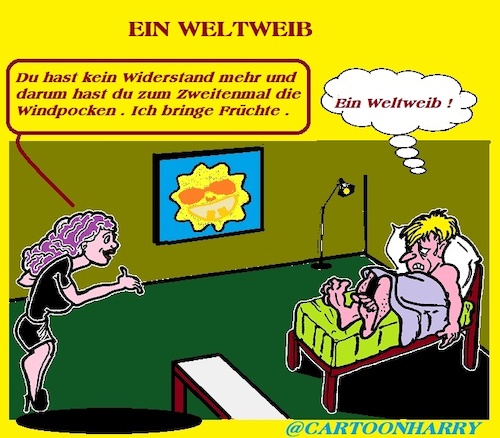 Cartoon: Welt Weib (medium) by cartoonharry tagged grippe,welt,weib