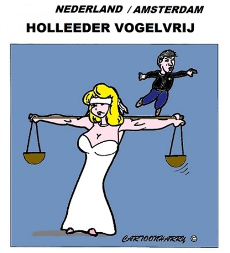 Cartoon: Willem Holleeder (medium) by cartoonharry tagged holleeder,vogelvrij,vrouwejustitia,cartoon,cartoonist,cartoonharry,dutch,toonpool