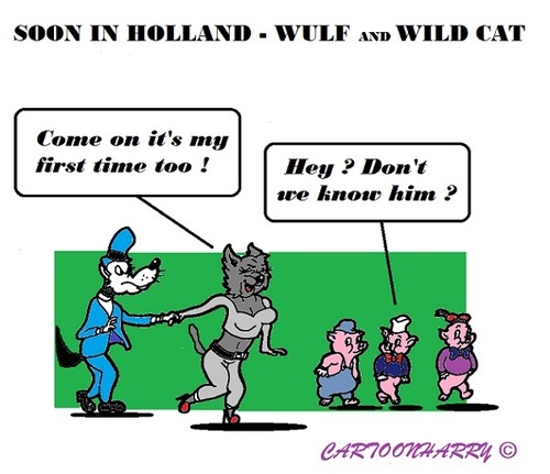 Cartoon: Wulf and Wild Cat (medium) by cartoonharry tagged holland,wulf,wildcat,piggy