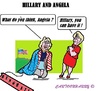 Cartoon: Hillary and Angela (small) by cartoonharry tagged merkel,clinton,benghazi,president,usa