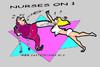 Cartoon: Nurses On One 12 (small) by cartoonharry tagged nurse,break,leg,nurses,cartoonharry,fall