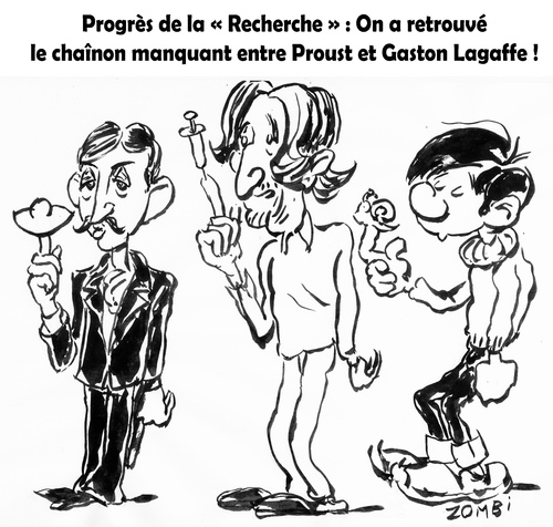 Cartoon: Friedrich von Beigbeder (medium) by Zombi tagged frederic,beigbeder,litteratur,marcel,proust,gaston,lagaffe