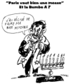 Cartoon: Caricature Ahmadinejad (small) by Zombi tagged ahmadinejad,bomb,bar,mitzvah,religion