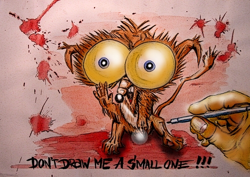 Cartoon: Dont draw me a small one! (medium) by joschoo tagged fear,conflict,complex,pencil,drawing,small
