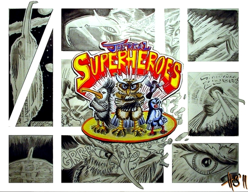 Cartoon: The Real Superheroes (medium) by joschoo tagged force,power,owl,bird,heroes,super