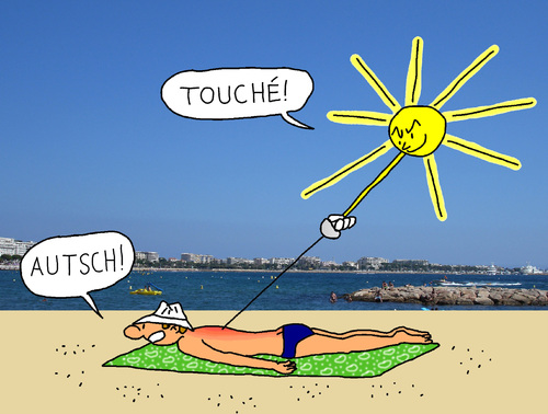 Cartoon: Der Sonnenstich (medium) by Pascal Kirchmair tagged bambou,soleil,de,coup,sonnenstich,insolation,sunstroke,calenture,cartoon,dessin,humoristique,humor,humour