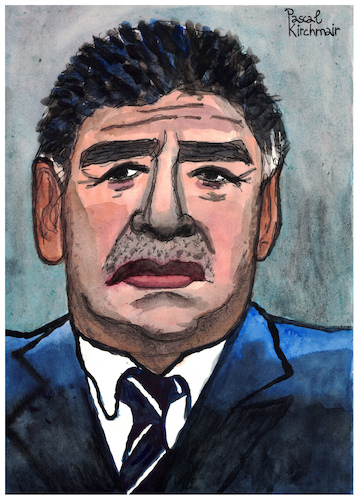 Cartoon: Diego Armando Maradona (medium) by Pascal Kirchmair tagged diego,armando,maradona,caricature,caricatura,karikatur,portrait,retrato,drawing,dibujo,pascal,kirchmair,desenho,argentina,ritratto,disegno,zeichnung,aquarell,watercolour,watercolor,tekening,cartum,cartoon,illustration,ilustracao,ilustracion,illustrazione,dessin,illustratie,noodlers,ink,diego,armando,maradona,caricature,caricatura,karikatur,portrait,retrato,drawing,dibujo,pascal,kirchmair,desenho,argentina,ritratto,disegno,zeichnung,aquarell,watercolour,watercolor,tekening,cartum,cartoon,illustration,ilustracao,ilustracion,illustrazione,dessin,illustratie,noodlers,ink