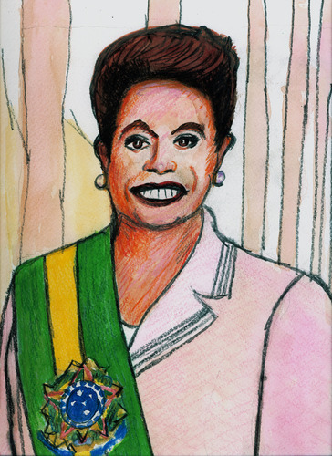 Cartoon: Dilma Rousseff (medium) by Pascal Kirchmair tagged wirtschaftswissenschaftlerin,sozialdemokratisch,partido,dos,trabalhadores,belo,horizonte,presidente,president,präsidentin,dilma,rousseff,karikatur,portrait,caricature,brazil,brasil,brasilien