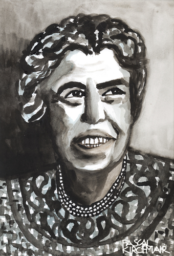 Cartoon: Eleanor Roosevelt (medium) by Pascal Kirchmair tagged watercolor,painting,aquarell,portrait,roosevelt,eleanor,eleanor,roosevelt,portrait,aquarell,painting,watercolor