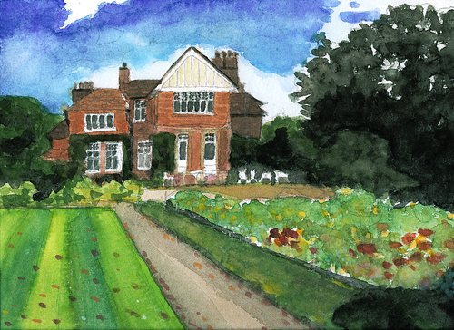 Cartoon: Englisches Landhaus (medium) by Pascal Kirchmair tagged villa,englischer,garten,landhaus,mansion,watercolour,aquarell