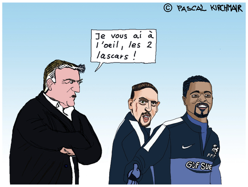 Cartoon: Equipe de France (medium) by Pascal Kirchmair tagged frankreich,fußball,soccer,football,didier,deschamps,fff,equipe,de,france,foot,evra,ribery,caricature,dessin,humour,humor,cartoon,karikatur,vignetta