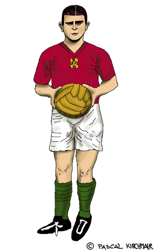 Cartoon: Ferenc Puskas (medium) by Pascal Kirchmair tagged fußball,spieler,giocatore,player,calcio,ferenc,puskas,cartoon,karikatur,caricatura,foot,football,soccer,hungary,caricature