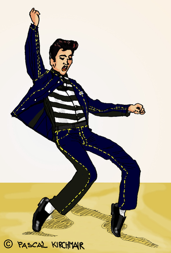 Cartoon: Jailhouse Rock (medium) by Pascal Kirchmair tagged illustration,elvis,presley,jailhouse,rock,cartoon,vignetta,karikatur,caricature,pelvis,drawing,zeichnung,digital