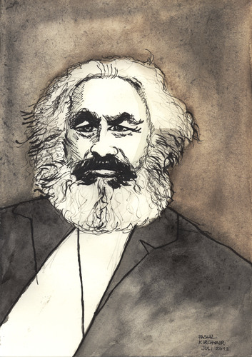 Cartoon: Karl Marx (medium) by Pascal Kirchmair tagged theoretiker,sozialismus,theorie,politik,held,deutschland,kommunismus,karl,marx,kommunistisches,manifest,das,kapital,caricature,karikatur,portrait