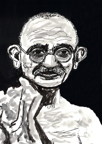 Cartoon: Mahatma Gandhi (medium) by Pascal Kirchmair tagged pazifist,pazifismus,pacifism,asket,mahatma,gandhi,illustration,drawing,zeichnung,pascal,kirchmair,cartoon,caricature,karikatur,ilustracion,dibujo,desenho,ink,disegno,ilustracao,illustrazione,illustratie,dessin,de,presse,du,jour,art,of,the,day,tekening,teckning,cartum,vineta,comica,vignetta,caricatura,portrait,portret,retrato,ritratto,porträt,tusche,tuschezeichnung,watercolor,watercolour,aquarell,painting,peinture,dipinto,pittura,pintura,gouache,pazifist,pazifismus,pacifism,asket,mahatma,gandhi,illustration,drawing,zeichnung,pascal,kirchmair,cartoon,caricature,karikatur,ilustracion,dibujo,desenho,ink,disegno,ilustracao,illustrazione,illustratie,dessin,de,presse,du,jour,art,of,the,day,tekening,teckning,cartum,vineta,comica,vignetta,caricatura,portrait,portret,retrato,ritratto,porträt,tusche,tuschezeichnung,watercolor,watercolour,aquarell,painting,peinture,dipinto,pittura,pintura,gouache