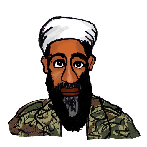 Cartoon: Osama Bin Laden (medium) by Pascal Kirchmair tagged mohammed,bin,awad,qaeda,ben,qaida,tot,cnn,fernsehsender,usa,us,news,terrorist,kaida,al,laden,osama