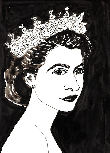 Cartoon: Queen Elizabeth II (medium) by Pascal Kirchmair tagged windsor,castle,england,angleterre,great,britain,commonwalth,realm,realms,inglaterra,königreich,monarchy,monarchie,monarch,monarchin,inghilterra,königin,reine,elisabeth,queen,elizabeth,ii,royals,royal,buckingham,palace,british,illustration,drawing,zeichnung,pascal,kirchmair,cartoon,caricature,karikatur,ilustracion,dibujo,desenho,ink,disegno,ilustracao,illustrazione,illustratie,dessin,de,presse,du,jour,art,of,the,day,tekening,teckning,cartum,vineta,comica,vignetta,caricatura,portrait,portret,retrato,ritratto,porträt,arte,kunst,artwork,windsor,castle,england,angleterre,great,britain,commonwalth,realm,realms,inglaterra,königreich,monarchy,monarchie,monarch,monarchin,inghilterra,königin,reine,elisabeth,queen,elizabeth,ii,royals,royal,buckingham,palace,british,illustration,drawing,zeichnung,pascal,kirchmair,cartoon,caricature,karikatur,ilustracion,dibujo,desenho,ink,disegno,ilustracao,illustrazione,illustratie,dessin,de,presse,du,jour,art,of,the,day,tekening,teckning,cartum,vineta,comica,vignetta,caricatura,portrait,portret,retrato,ritratto,porträt,arte,kunst,artwork