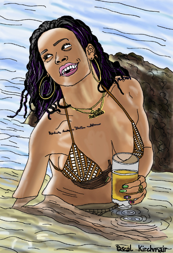 Cartoon: Rihanna (medium) by Pascal Kirchmair tagged rihanna,barbados,bikini,fun,beach,party,cartoon,caricature,karikatur,vignetta,dessin,zeichnung,rihanna,barbados,bikini,fun,beach,party,cartoon,caricature,karikatur,vignetta,dessin,zeichnung