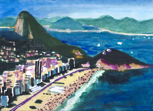 Cartoon: Rio de Janeiro (medium) by Pascal Kirchmair tagged rio,de,janeiro,brazil,brasil,brasilien,bresil,aquarell,watercolour,gouache,carioca,rio,de,janeiro,brazil,brasil,brasilien,bresil,aquarell,watercolour,gouache,carioca