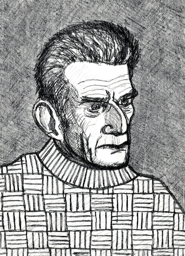 Cartoon: Samuel Beckett (medium) by Pascal Kirchmair tagged samuel,beckett,waiting,for,warten,auf,en,attendant,godot,dublin,irland,ireland,irlanda,irlande,literatur,literature,schriftsteller,author,autor,autore,auteur,writer,illustration,crayon,pencil,drawing,bleistift,8b,bleistiftzeichnung,zeichnung,pascal,kirchmair,cartoon,caricature,karikatur,ilustracion,dibujo,desenho,ink,disegno,ilustracao,illustrazione,illustratie,dessin,de,presse,du,jour,art,of,the,day,tekening,teckning,cartum,vineta,comica,vignetta,caricatura,portrait,porträt,portret,retrato,ritratto,matita,lapis,lapiz,samuel,beckett,waiting,for,warten,auf,en,attendant,godot,dublin,irland,ireland,irlanda,irlande,literatur,literature,schriftsteller,author,autor,autore,auteur,writer,illustration,crayon,pencil,drawing,bleistift,8b,bleistiftzeichnung,zeichnung,pascal,kirchmair,cartoon,caricature,karikatur,ilustracion,dibujo,desenho,ink,disegno,ilustracao,illustrazione,illustratie,dessin,de,presse,du,jour,art,of,the,day,tekening,teckning,cartum,vineta,comica,vignetta,caricatura,portrait,porträt,portret,retrato,ritratto,matita,lapis,lapiz