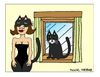 Cartoon: Cat meets Catwoman (small) by Pascal Kirchmair tagged catsuit,sexual,diversity,cartoon,cat,catwoman,sexy,miau,meow