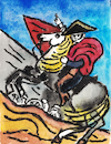 Cartoon: Napoleon auf seinem Pferd (small) by Pascal Kirchmair tagged gouache,watercolour,painting,pintura,arte,artwork,kunst,abstract,abstrakt,malerei,abstracto,peinture,dipinto,pittura,cuadro,quadro,emperador,imperatore,france,frankreich,imperador,kaiser,empereur,emperor,napoleon,bonaparte,corsica,corse,corsega,corcega,korsika,ajaccio,dibuix,illustration,drawing,zeichnung,pascal,kirchmair,cartoon,caricature,karikatur,ilustracion,dibujo,desenho,ink,disegno,ilustracao,illustrazione,illustratie,dessin,de,presse,du,jour,art,of,the,day,tekening,teckning,cartum,vineta,comica,vignetta,caricatura,portrait,porträt,portret,retrato,ritratto,battle,bataille,batalla,battaglia,batalha,austerlitz,waterloo,jacques,louis,david,großer,sankt,bernhard,le,grand,saint,bernard,crosses,st,watercolor,aquarelle,acuarela