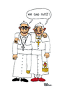 Cartoon: Popes rule the world (small) by Pascal Kirchmair tagged francis,benedetto,benedikt,franziskus,bergoglio,ratzinger,papst,päpste,popes,papas,papes,benoit,xvi,francois,francesco,pope,pape,papa