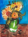 Cartoon: Three Sunflowers in a Vase (small) by Pascal Kirchmair tagged pascal,kirchmair,vincent,van,gogh,sonnenblumen,sunflowers,vase,tournesols,girasoles,girasoli,watercolor,aquarell,painting,dipinto,cuadro,quadro