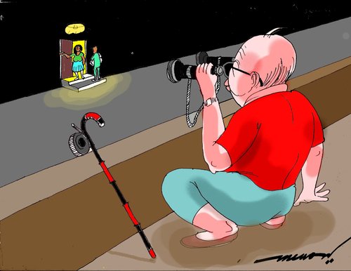 Cartoon: Blind Surveillance (medium) by kar2nist tagged blind,surveillance,binoculars,monitoring