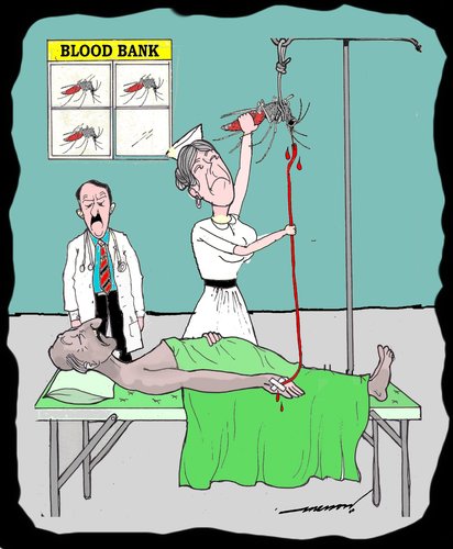 Cartoon: Blood Transfusion (medium) by kar2nist tagged blood,transfusion,mosquitoe,bloodbank