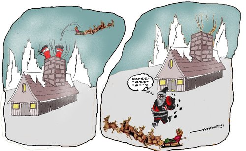 Cartoon: chimney sweep (medium) by kar2nist tagged santa,chimney,sweep,xmas