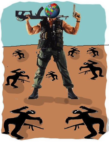 Cartoon: Commando 2 (medium) by kar2nist tagged terrorism,world,war,fighting,arnold,shawartsenegger