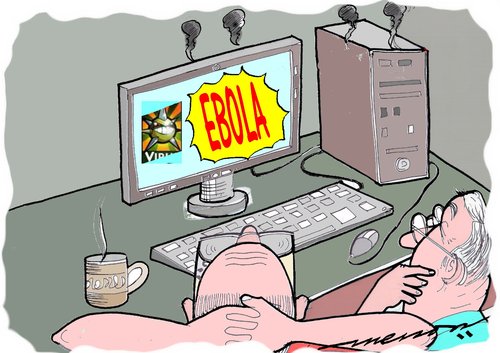 Cartoon: Computer too is not safe (medium) by kar2nist tagged virus,computer,ebola
