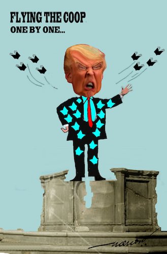 Cartoon: Flyong the coop (medium) by kar2nist tagged trump,advisors,dearture