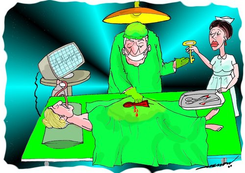 Cartoon: key hole surgery (medium) by kar2nist tagged keyhole,surgery,doctors,operation