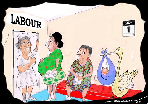 Cartoon: Labour  Day (medium) by kar2nist tagged may,day,labour,delivery