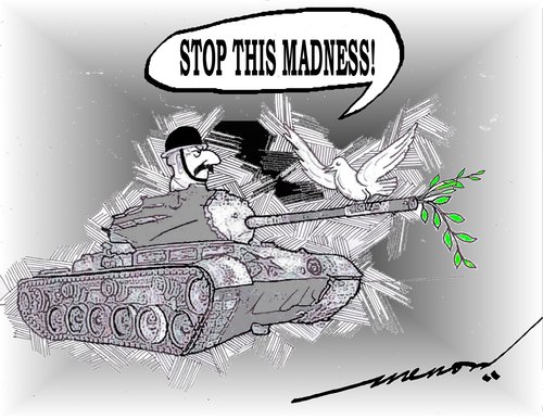 Cartoon: Pea brained wisdom (medium) by kar2nist tagged bird,peace,war,olives