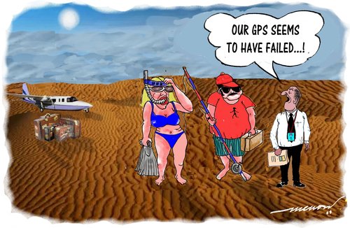 Cartoon: Rotten Holiday (medium) by kar2nist tagged holiday,swimming,fishing,gps,desert,tourism