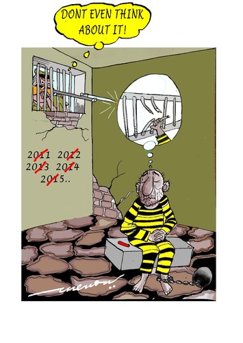 Cartoon: Thwated thoughts (medium) by kar2nist tagged convict,newyear,escape,cell